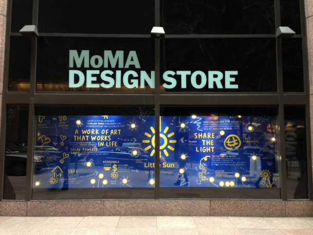 Little Sun windows, now on view at the MoMA Stores. Photo Joshua Casey