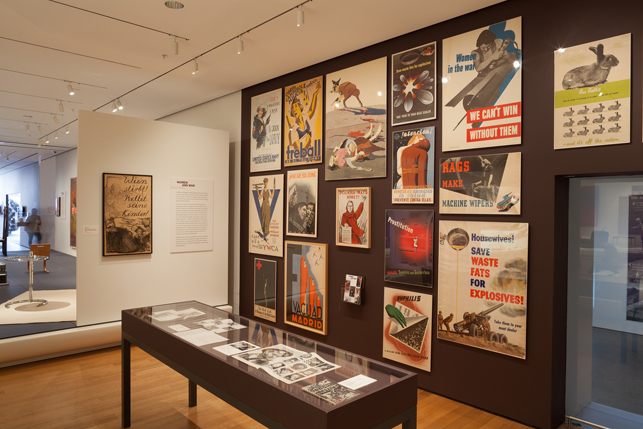 Installation view of "Women and War 1914–1945," on view in Designing Modern Women, from April 12 to September 21, 2014. © 2014 The Museum of Modern Art, New York. Photo: John Wronn