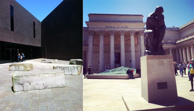 From left: Entrance to the de Young Museum; entrance to the Legion of Honor. Images courtesy Fine Arts Museums of San Francisco