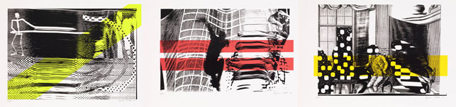 Sigmar Polke. The First Cut (Der erste Schnitt), The Second Fall (Der zweite Fall), and The Third Estate (Der dritte Stand). 1995. Series of three screenprints, sheet: 21 5/8 x 29 1/2" (55 x 75 cm). Publisher and printer: Edition Staek, Heidelberg. Edition: 60. The Museum of Modern Art, New York. Riva Castleman Endowment Fund, 2012. © 2014 The Estate of Sigmar Polke/Artists Rights Society (ARS), New York/VG Bild-Kunst, Bonn, Germany