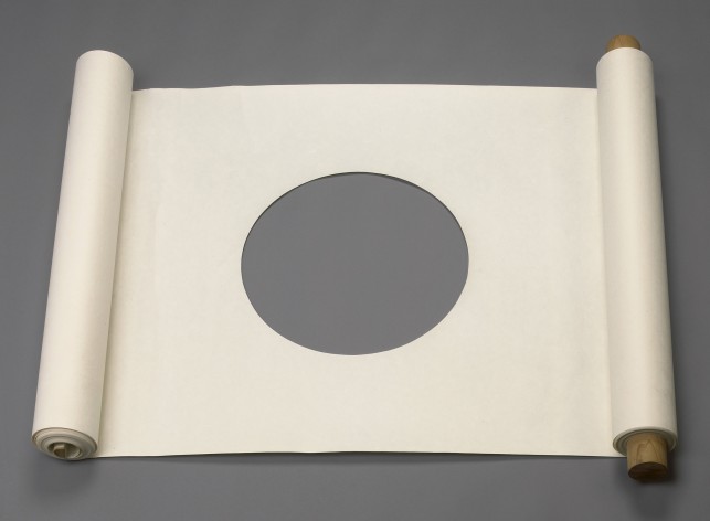 James Lee Byars. Untitled (Performable Scroll). ca. 1967. Paper, wood, 35 3/4 x 1195" (91 x 3035 cm). Courtesy Michael Werner Gallery, New York and London