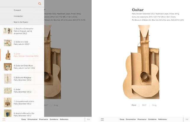 Screenshots from the e-book Picasso: The Making of Cubism 1912–1914, published by MoMA. All works by Pablo Picasso. © 2014 Estate of Pablo Picasso/Artists Rights Society (ARS), New York