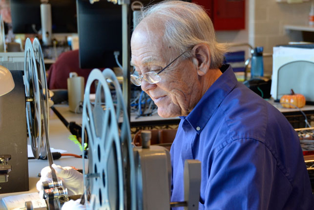 Art Wehrhahn at work in The Celeste Bartos Film Preservation Center in Hamlin, PA. Photo: Mary Keene