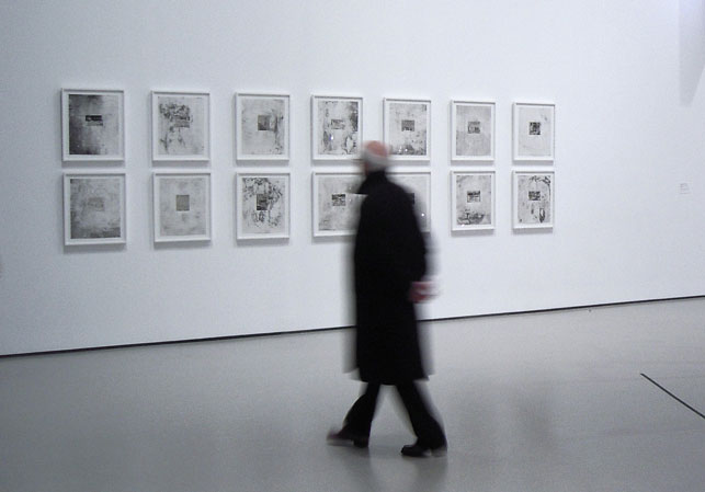 Mark Bradford (American, b. 1961). Untitled. 2012. Series of 14 etching and photogravures with chine-collé. Each sheet: 20 x 16" (50.8 x 40.6 cm). Publisher: Sikkema Jenkins & Co., New York. Printer: Lower East Side Printshop, New York. Edition: 25. Installation view, Scenes for a New Heritage: Contemporary Art from the Collection, 2015–16, The Museum of Modern Art, New York. Committee on Prints and Illustrated Books Fund, 2014. © 2015 Mark Bradford. Photo: David Moreno