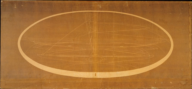 Frederick Kiesler. Endless Theater. 1924–26. Section. Diazotype, 46 3/4 x 101" (118.7 x 256.5 cm). The Museum of Modern Art, New York. Gift of the architect