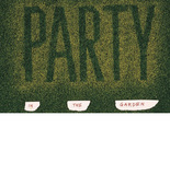 Ed Ruscha. <i> Party in the Garden. </i> 2008. Ink, collage, and acrylic on AstroTurf. Courtesy of the artist. Photo: Paul Ruscha
