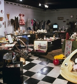 Martha Rosler. <i>Monumental Garage Sale</i> (detail). New Museum, New York, 2000