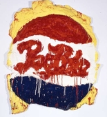 Pepsi-Cola Sign
Date: 1961
Medium: Muslin soaked in plaster over wire, painted with enamel
Dimensions: 60 x 48 x 7 1/2" (152.4 x 121.9 x 19.1 cm)
Credit Line: The Museum of Contemporary Art, Los Angeles
The Panza Collection

