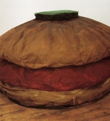 Floor Burger
Date: 1962
Medium: Canvas filled with foam rubber and cardboard boxes, painted with acrylic paint
Dimensions: 52" x 7' x 7' (132.1 x 213.4 x 213.4 cm)
Credit Line: Collection Art Gallery of Ontario, Toronto. Purchase, 1967
