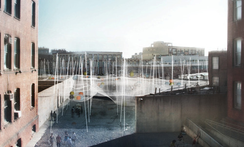 Rendering of <i>Pole Dance</i> at MoMA PS1, courtesy of Solid Objectives – Idenburg Liu