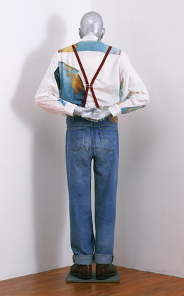 Martin Kippenberger. <i>Martin, Into the Corner, You Should Be Ashamed of Yourself</i>. 1992. Cast aluminum, clothing, and iron plate, 71 1/2 x 29 1/2 x 13 1/2" (181.6 x 74.9 x 34.3 cm). Blanchette Hooker Rockefeller Fund Bequest, Anna Marie and Robert F. Shapiro, Jerry I. Speyer, and Michael and Judy Ovitz Funds. © 2011 Estate Martin Kippenberger, Galerie Gisela Capitain, Cologne 
