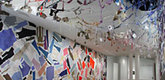 Jean Shin. <i>Projects 81. Cut Outs and Suspended Seams.</i> 2004 (installation view). Cut fabric (clothing of MoMA staff), thread, and starch. Courtesy the artist and Frederieke Taylor Gallery, New York. &copy; 2004 Jean Shin