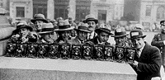 "Selection of Jury Delays Snyder Trial." April 1927. "Long Island City: Cameramen lined up before the Queens County Courthouse where the trial for murder of Mrs. Ruth Snyder and Henry Judd Gray is now in progress." Times Wide World Photos. &copy; The New York Times.