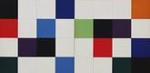 Ellsworth Kelly. <i>Colors for a Large Wall</i>. (1951). Oil on canvas. Sixty-four wood panels, overall: 7' 10 1/2" x 7' 10 1/2" (240 x 240 cm). The Museum of Modern Art, New York. Gift of the artist &copy; 2008 Ellsworth Kelly