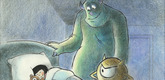 Joe Ranft. Storyboard sketch for <i>Monsters, Inc.</i> 2001. Courtesy of Pixar Archives. &copy; Disney Enterprises, Inc.