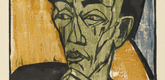 Erich Heckel. <i>Portrait of a Man (M&auml;nnerbildnis)</i>. 1919 Woodcut. Composition: 18 3/16 x 12 3/4" (46.2 x 32.4 cm); sheet: 24 1/4 x 20" (61.6 x 50.8 cm). Publisher: J. B. Neumann, Berlin. Printer: Fritz Voigt, Berlin. Edition: approx. 50-100. The Museum of Modern Art, New York. Purchase, 1950 © 2011 Erich Heckel / Artists Rights Society (ARS), New York / VG Bild-Kunst, Germany