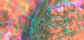 Aaron Straup Cope, Stamen Design. <i>prettymaps, Manhattan</i>. 2010. Polymaps, Mapnik, and TileStache software. Photo Credit: Stamen Design, base map data © OpenStreetMap, CC-BY-SA