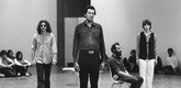 Steve Paxton. <i>Satisfyin Lover</i>. Performed at the Whitney Museum, April 20, 1971. Performers Jeffrey Lew, Al Loving, Richard Nonas, Nancy Green. Photograph by Peter Moore © Estate of Peter Moore / VAGA, NYC