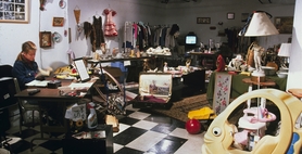 Martha Rosler. <i>Monumental Garage Sale</i> (detail). New Museum, New York, 2000