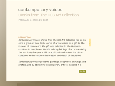 Interactives: Screenshot from <i>Contemporary Voices: Works from the UBS Art Collection</i>, 2005
