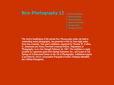 Interactives: <i>New Photography 12</i>, 1996