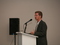 U.S. Secretary of Housing and Urban Development Shaun Donovan delivering his address "From Crisis to Opportunity: Rebuilding Communities in the Wake of Foreclosure" at MoMA PS1 after viewing the Foreclosed Open Studios