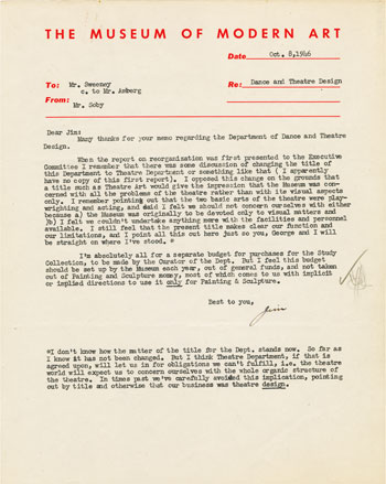 Memorandum James Thrall Soby to James Johnson Sweeney, October 8, 1946 [AHB 1.201] 