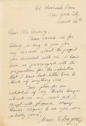 Letter Marc Chagall to Amberg, March 24, 1946 [DA II.27] 