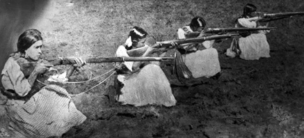 Female revolutionaries taking aim