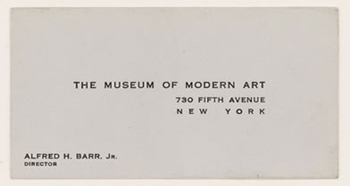 Alfred Barr's business card
