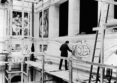 Rivera working on Detroit murals