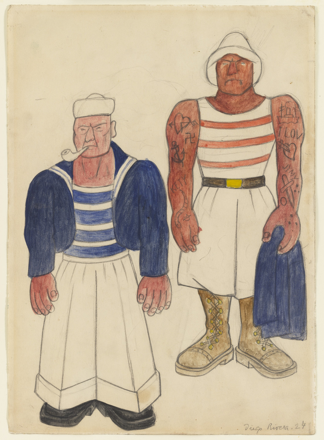 Diego Rivera. American Sailors. Costume design for the ballet H.P. (Horsepower). 1927