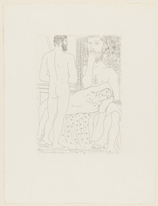 Sculptor, Recumbent Model, and Self Portrait Sculpture as Hercules (Sculpteur, modèle couché, et autoportrait en Hercule sculpté) from the Vollard Suite (Suite Vollard)