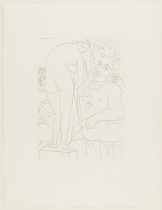 Sculptor in Repose with Marie-Thérèse and Her Representation as the Chaste Venus (Sculpteur au repos avec Marie-Thérèse et sa représentation en vénus pudique) from the Vollard Suite (Suite Vollard)