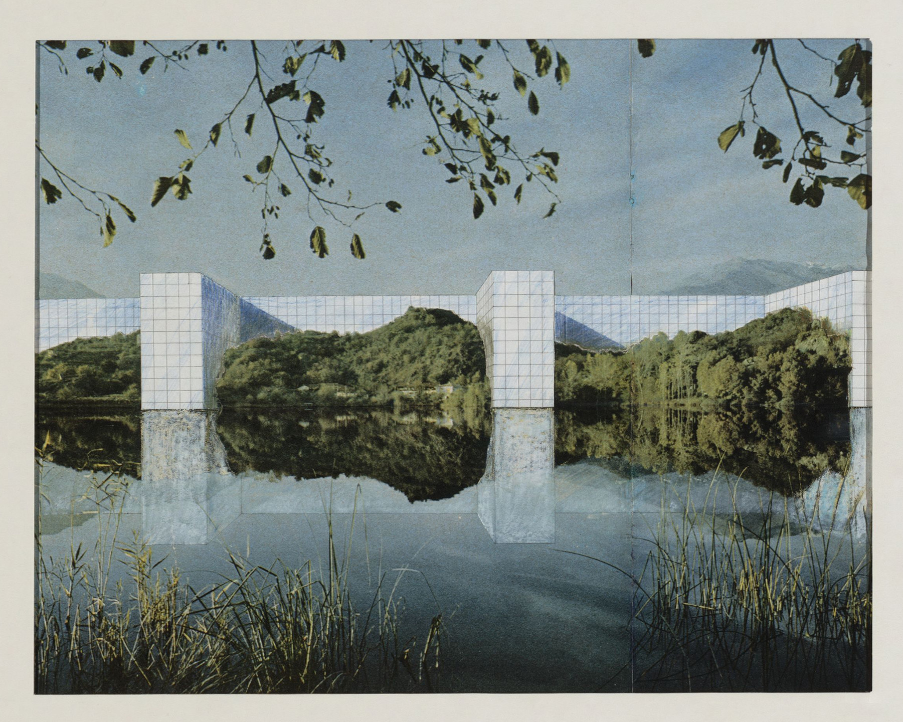 Superstudio, Cristiano Toraldo di Francia, Gian Piero Frassinelli, Alessandro Magris, Roberto Magris, Adolfo Natalini. The Continuous Monument: On the River, project (Perspective). 1969