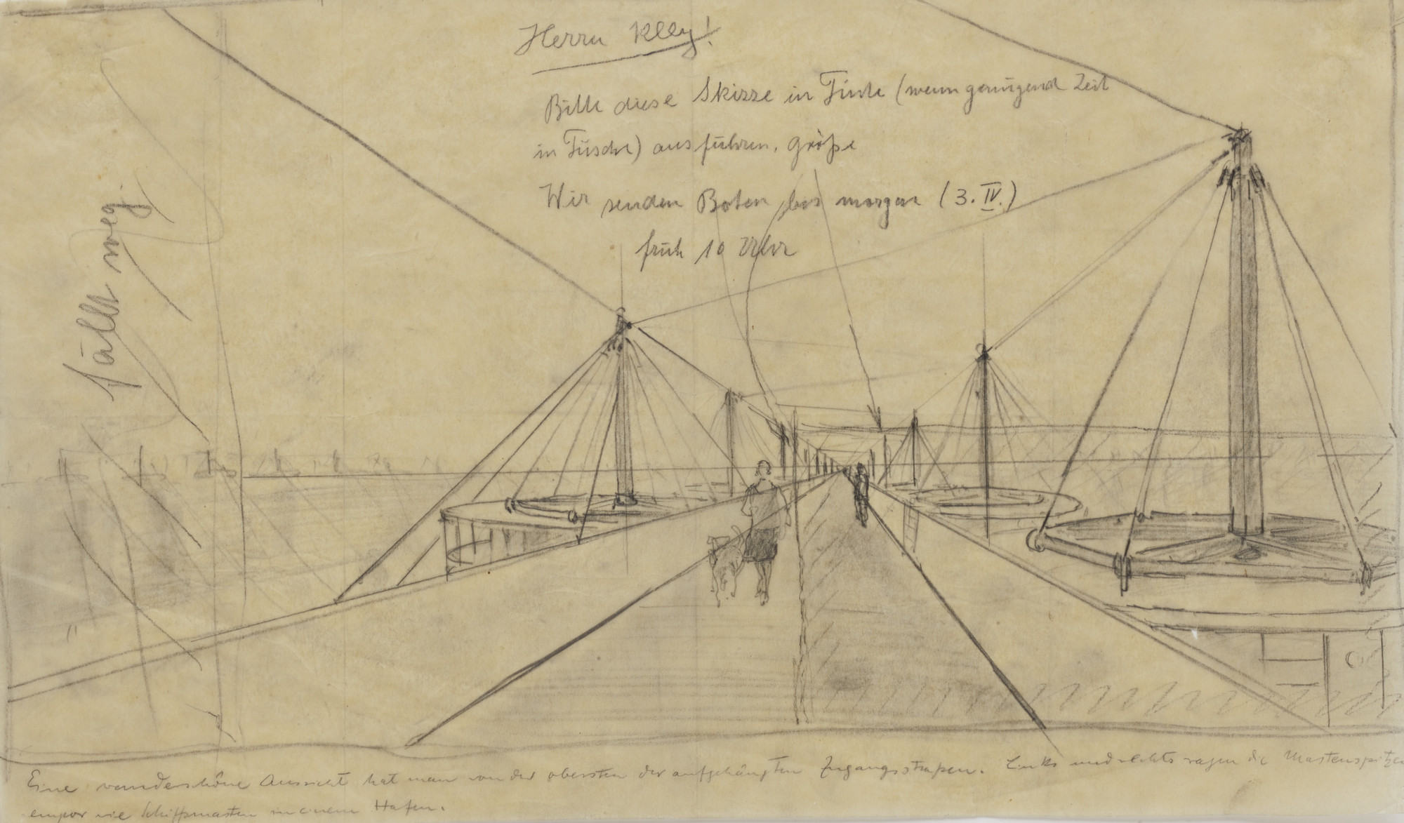 Bodo Rasch, Heinz Rasch. Suspension Houses Project (Perspective). 1927-1928