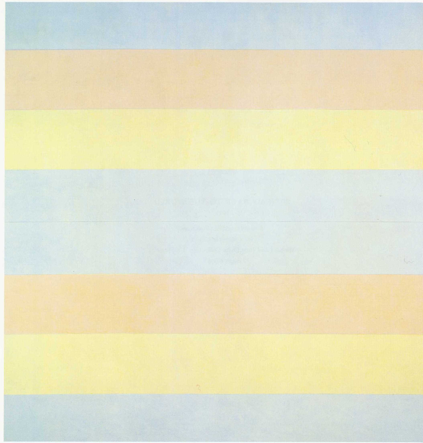 The image consists of horizontal stripes in pastel colors, including light blue, pale yellow, and beige. The stripes alternate in color and are equal in width across the entire canvas. This is an AI generated description. To give feedback, email ai@moma.org.