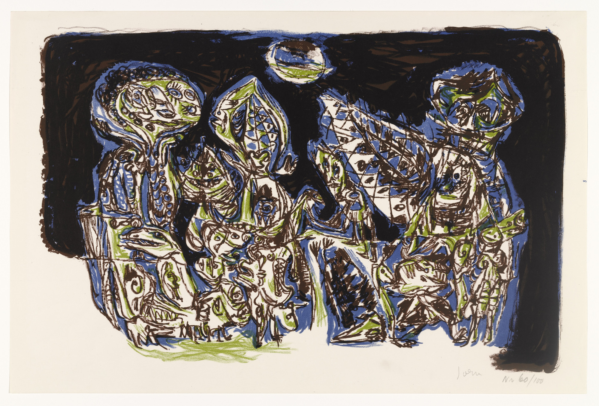 Asger Jorn. On the Silent Myth (Af den stumme myte), Opus 4b from the portfolio Spiralens Art Portfolio(Spiralens Kunstmappe). 1952
