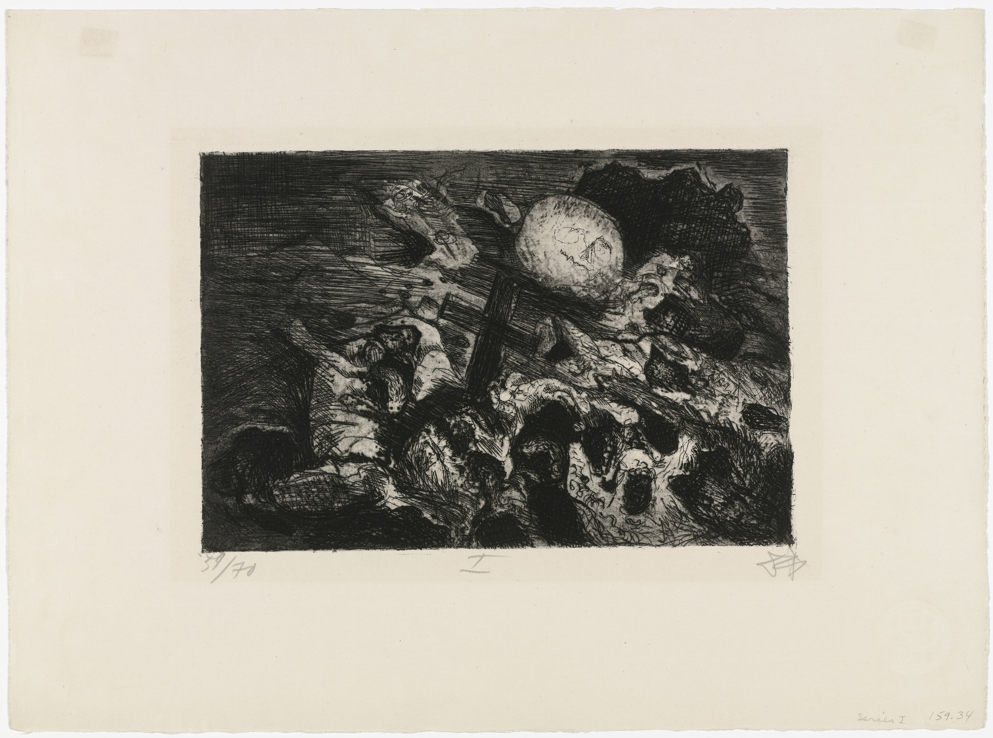 Otto Dix. Soldiers' Grave Between the Lines (Soldatengrab zwischen den Linien) from The War (Der Krieg). 1924