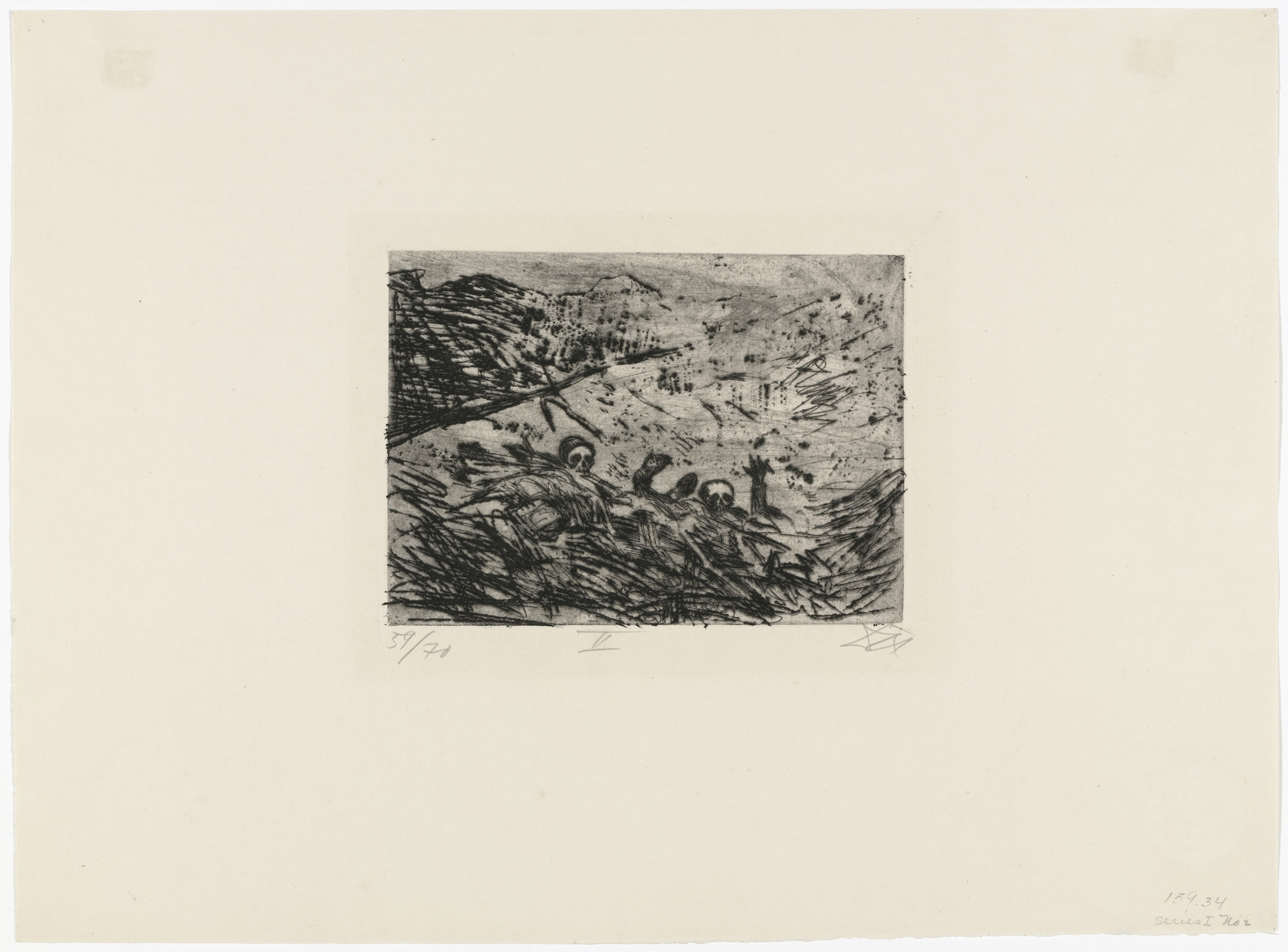 Otto Dix. Buried Alive (January 1916, Champagne) (Verschüttete [Januar 1916, Champagne]) from The War (Der Krieg). 1924