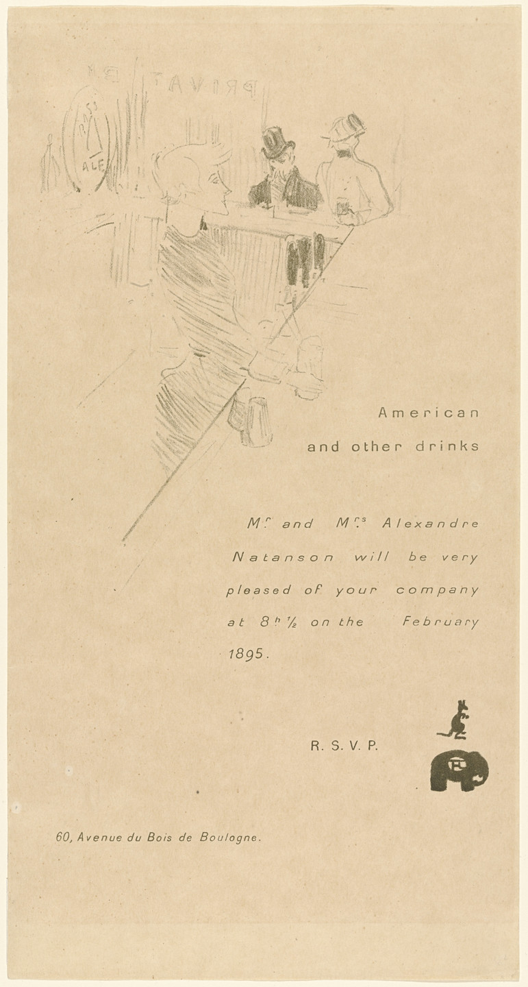 Henri de Toulouse-Lautrec. Invitation Card for Alexandre Natanson. 1895
