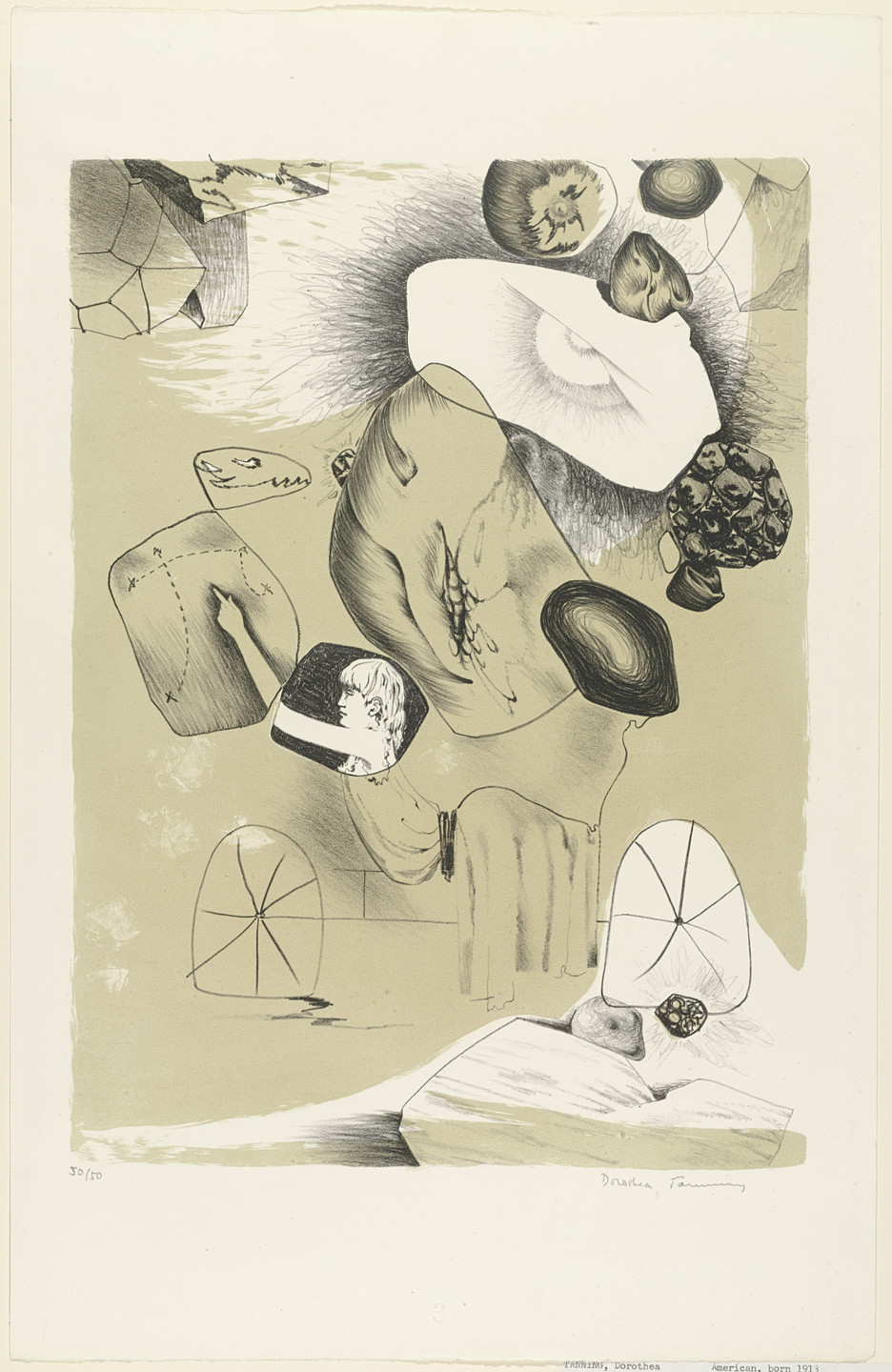 Dorothea Tanning. Third Peril (Troisième péril) from The 7 Spectral Perils (Les 7 périls spectraux). 1950