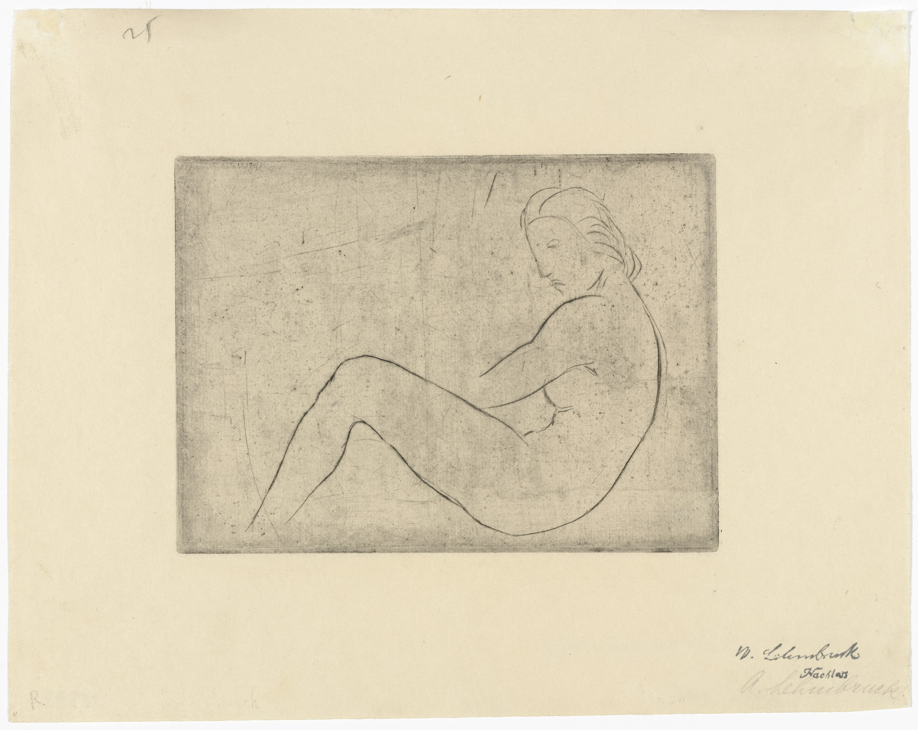 Wilhelm Lehmbruck. Reclining Girl (Sea Mood) [Ruhendes Mädchen (Meeresstimmung)]. (1910, printed 1920)
