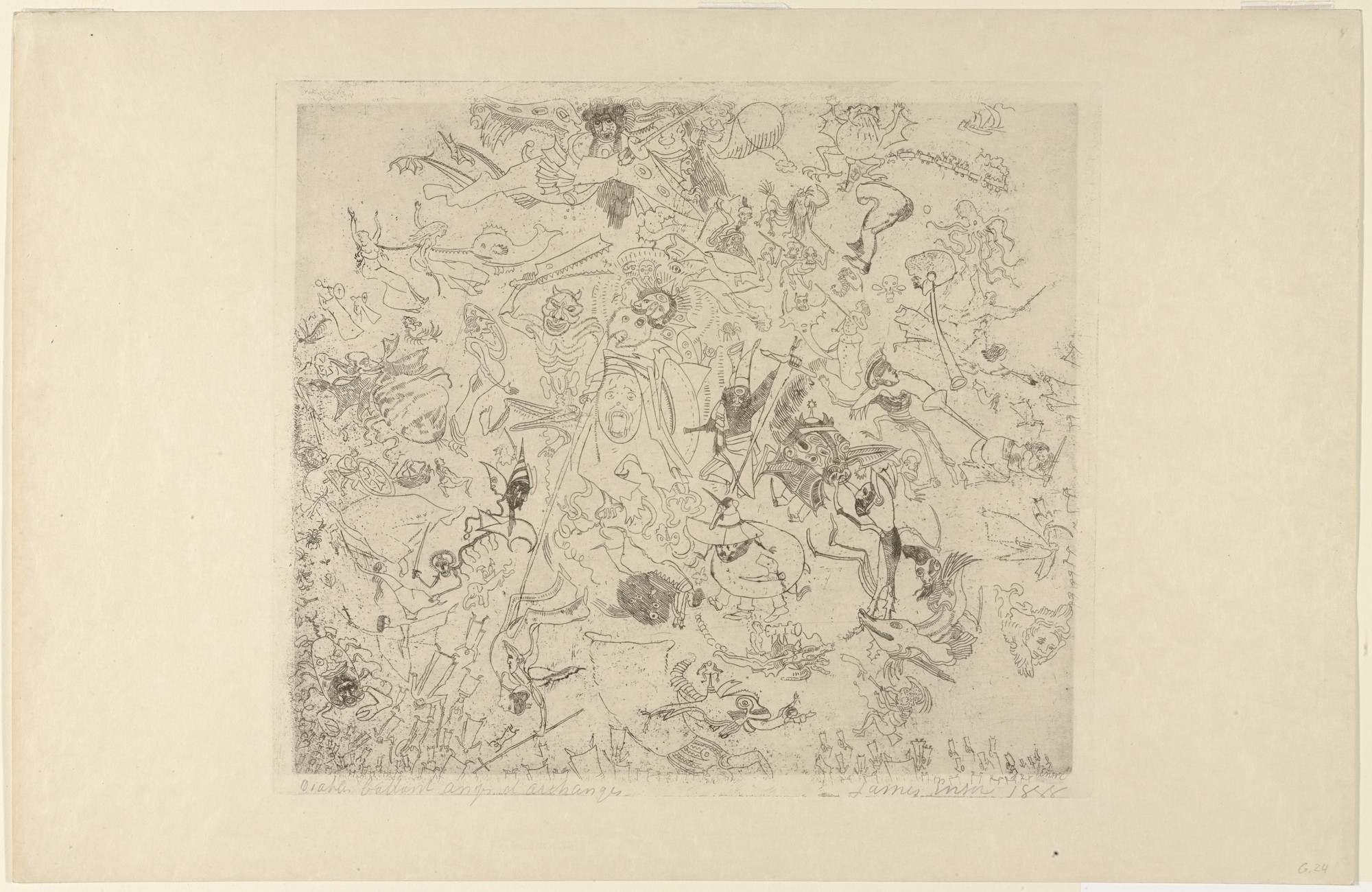 James Ensor. Devils Thrashing Angels and Archangels. 1888