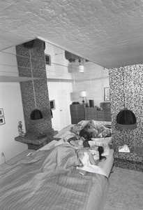 It's a great pleasure to watch yourself make love in the six dozen mirrors that line the ceilings and walls. I've spent a tremendous amount of thought and planning to get the total effect of the bedroom., It's fascinating to watch our friends' reactions t