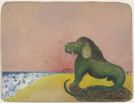 Minnie Evans. Green Animal. c. 1963