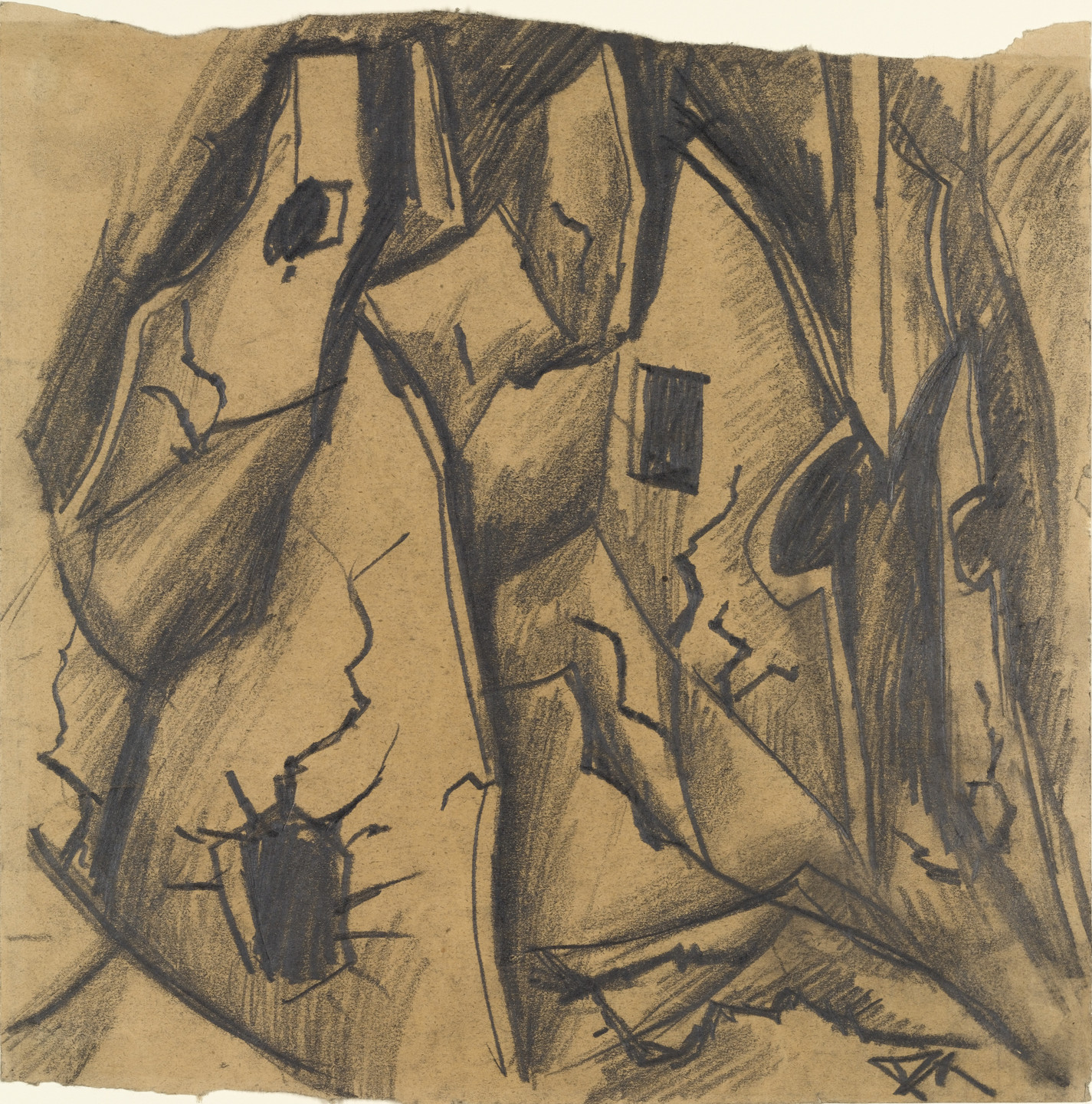 Otto Dix. A Riddled Wall (Zerschossene Mauern). (1916)