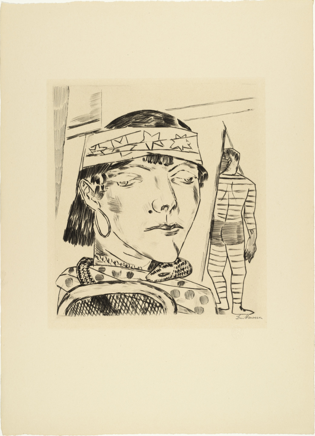 Max Beckmann. Snake Lady (Schlangendame) from Annual Fair (Jahrmarkt). (1921, published 1922)