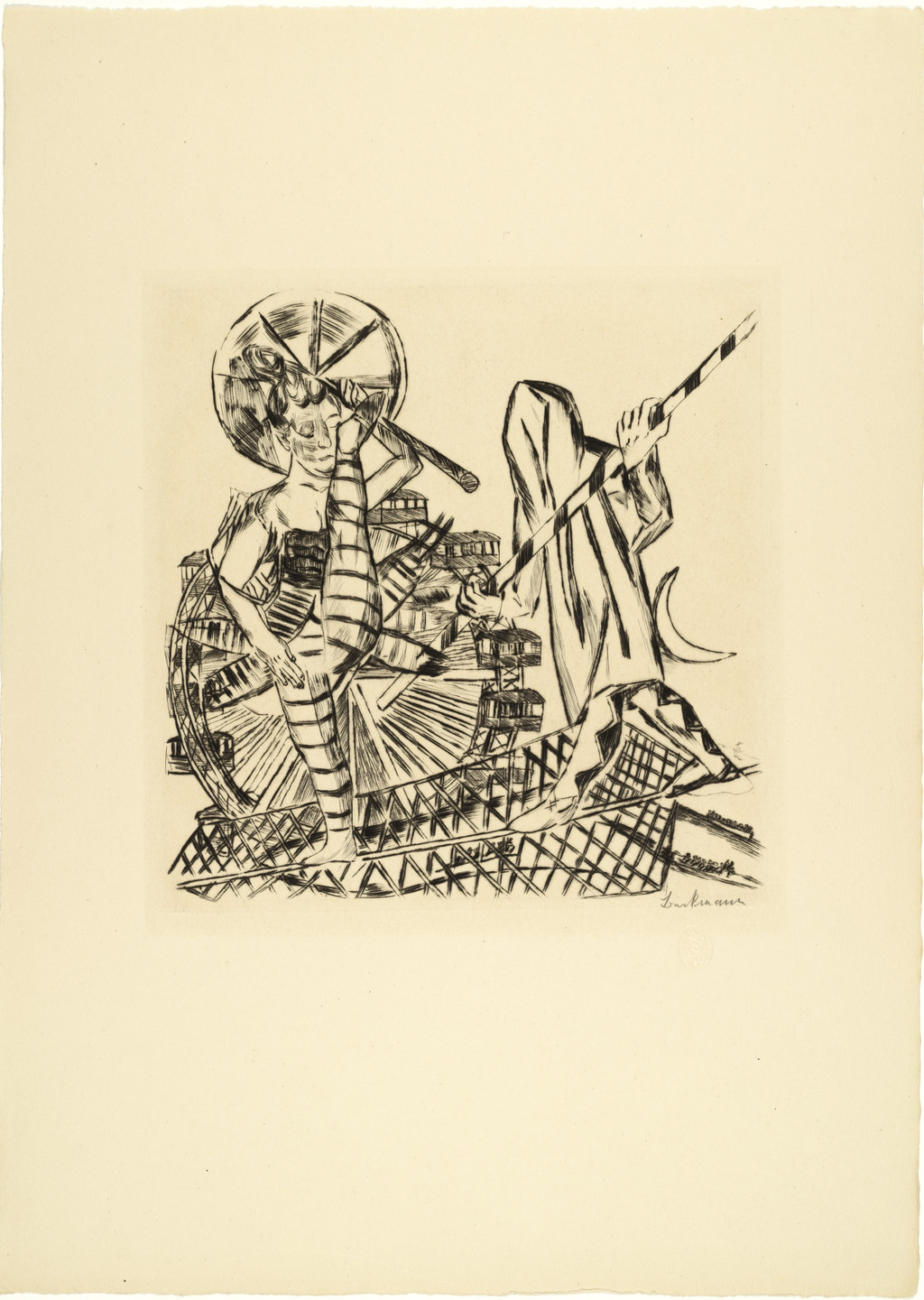 Max Beckmann. _The Tightrope Walkers (Die Seiltänzer) _ from Annual Fair (Jahrmarkt). (1921, published 1922)
