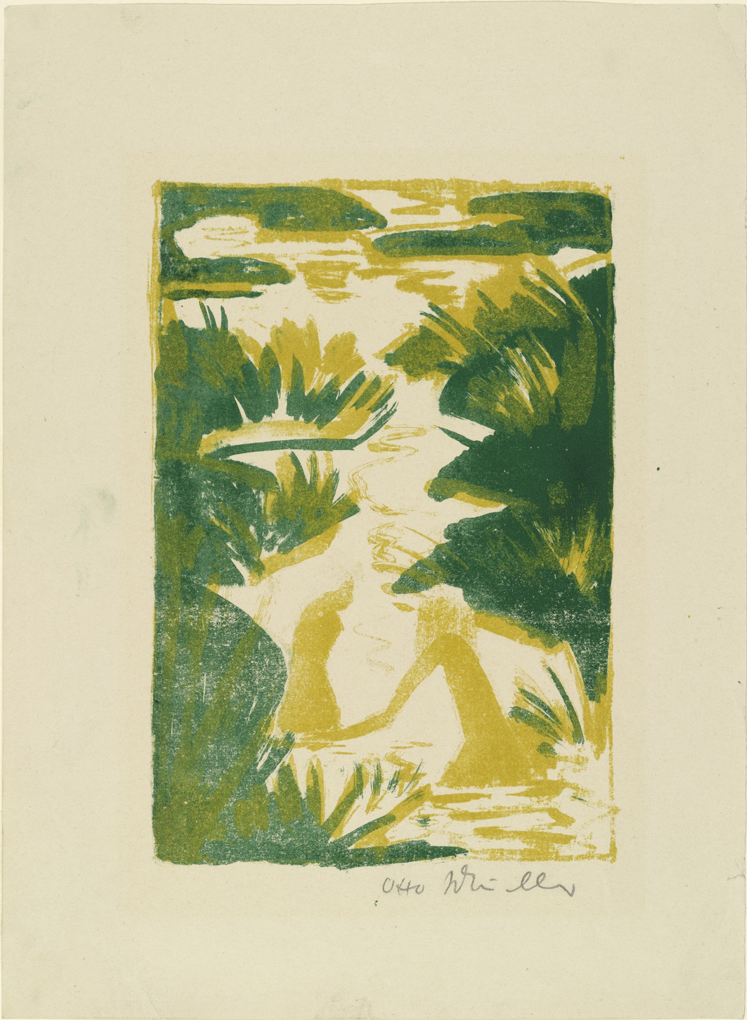 Otto Mueller. Two Bathers in a Brook (Zwei Badende im Bach). (c. 1922)